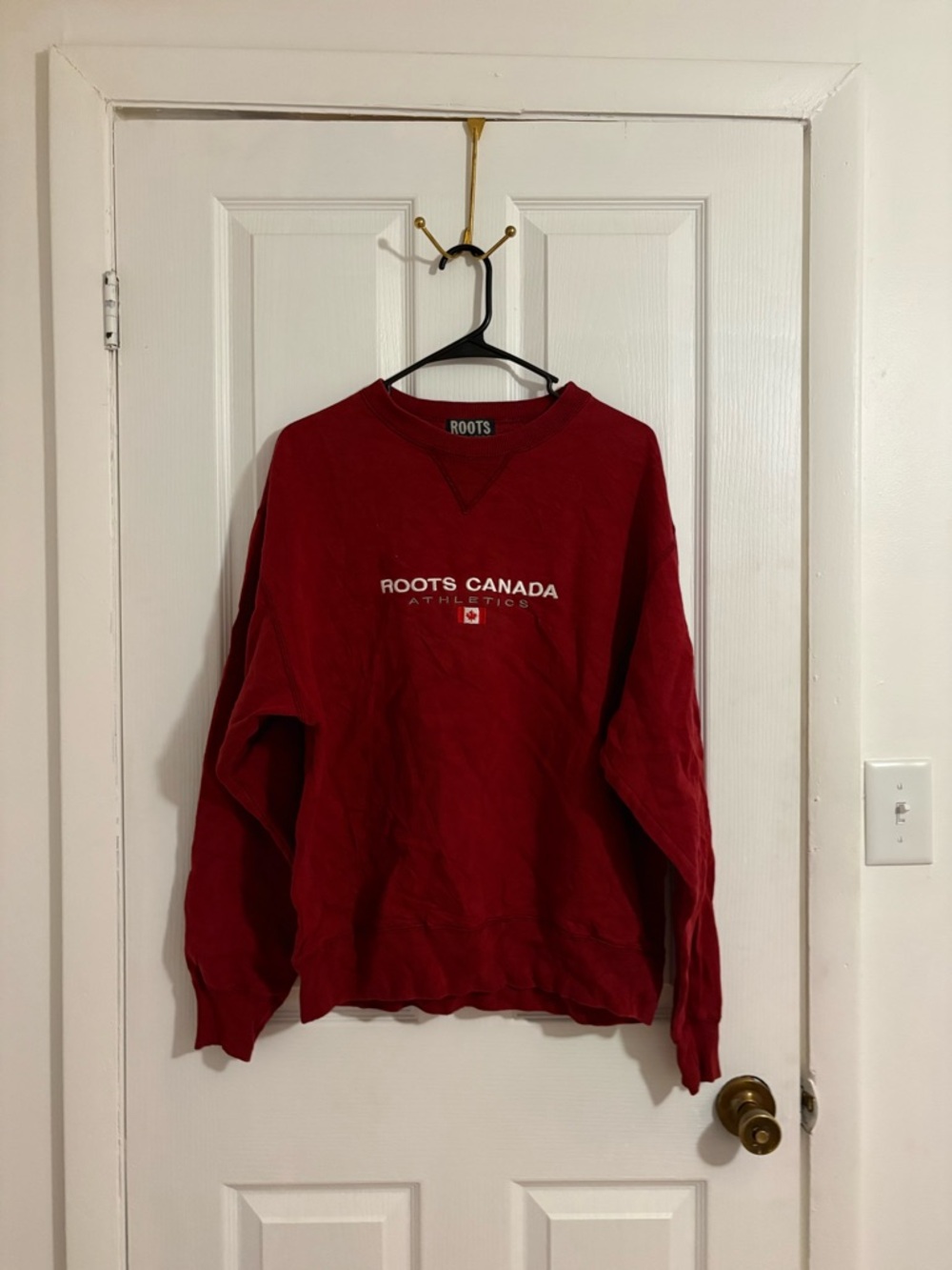 Roots Red Crewneck Sweatshirt with Canada Logo